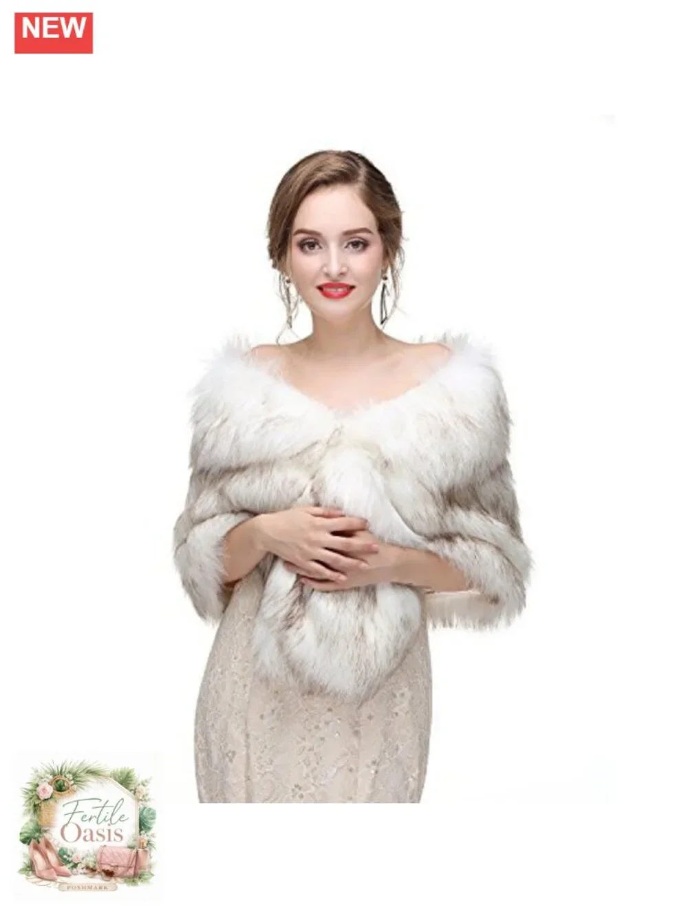 Faux Fur Shawl Wrap Cape for Bridal Wedding Party Winter Warm